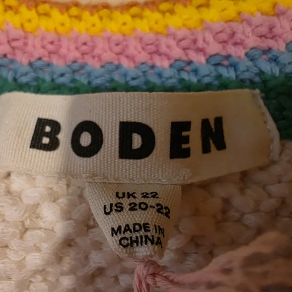Boden White Cardigan with Rainbow Trim - Picture 3 of 6